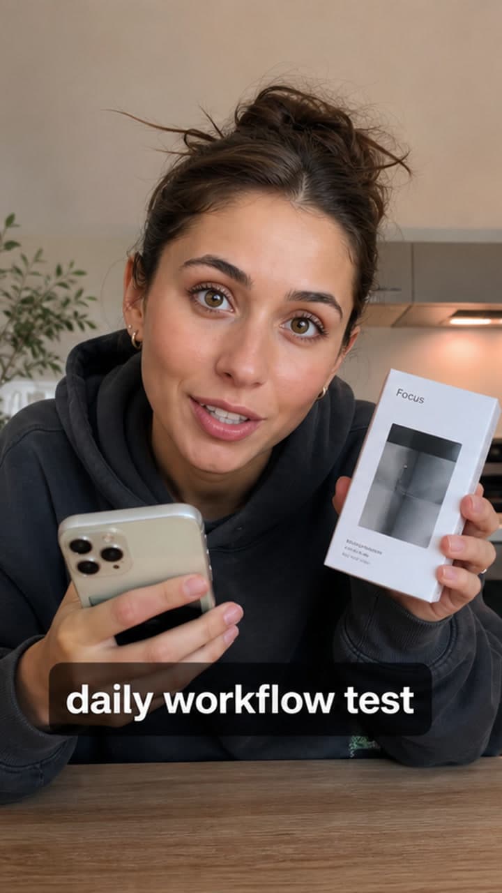 Creator recording a product workflow test with a phone.