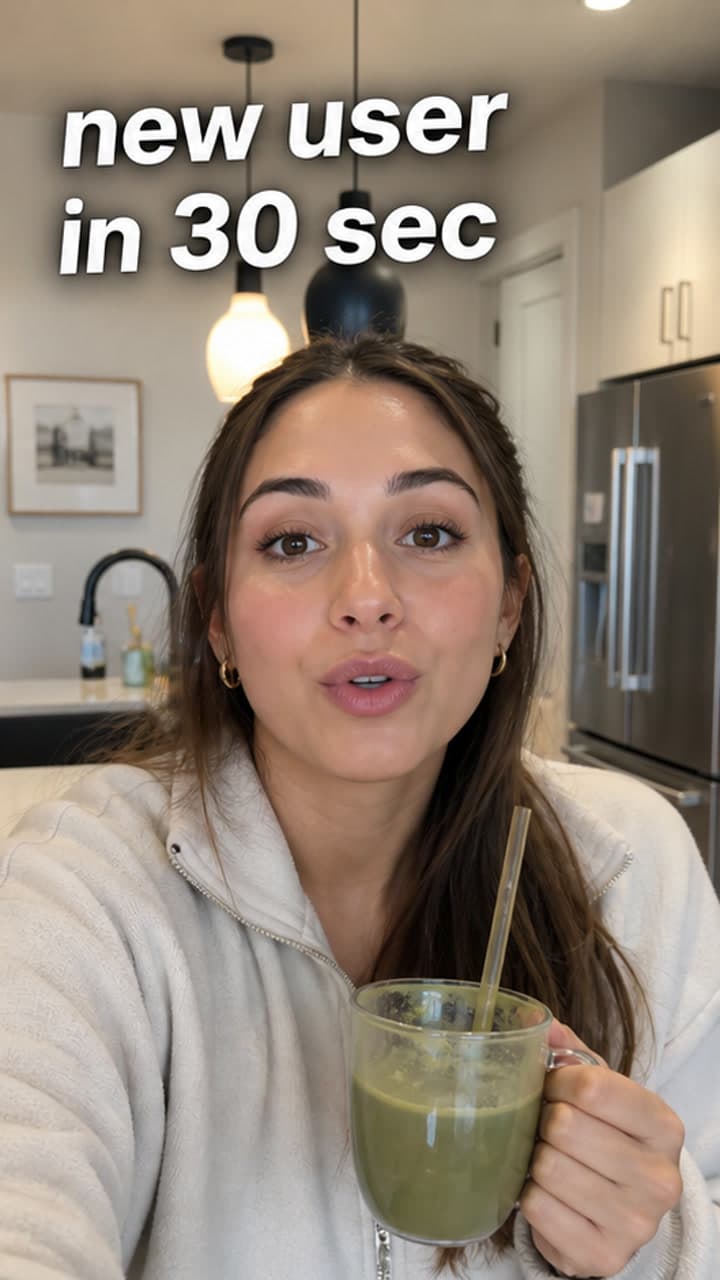 Creator filming a new-user onboarding flow from a phone camera.
