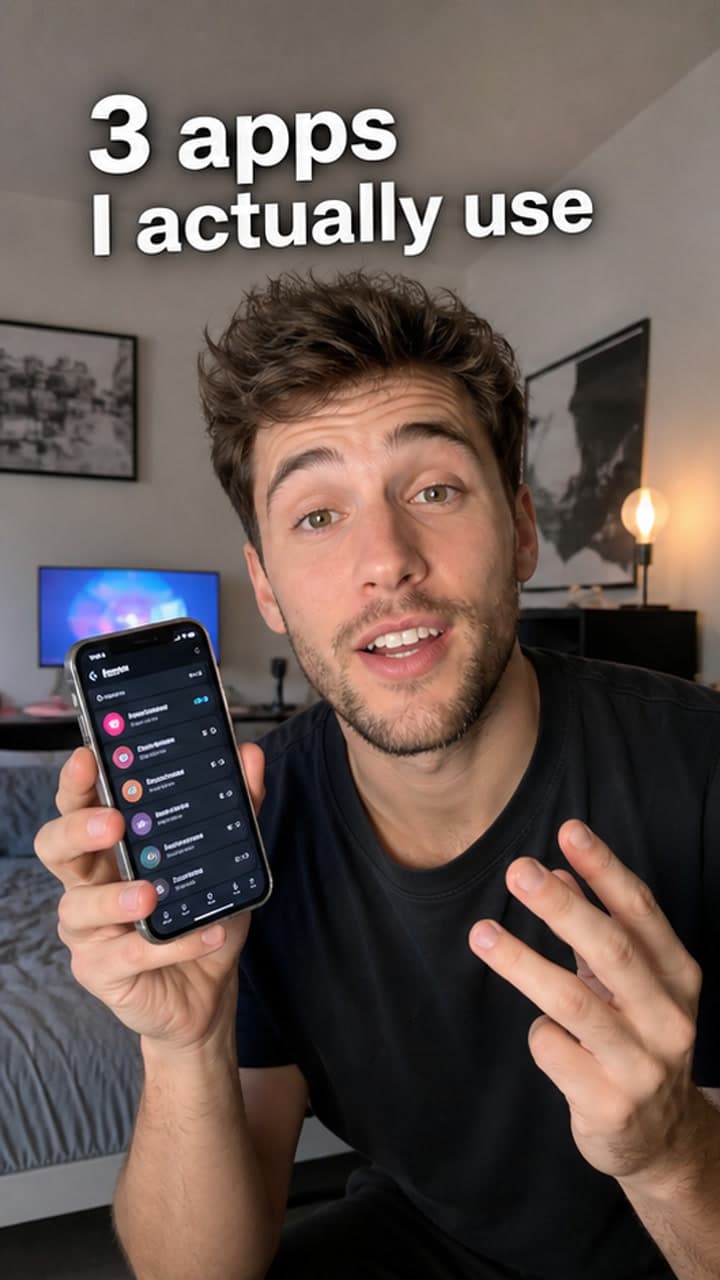 Creator filming a vertical app walkthrough for paid social.